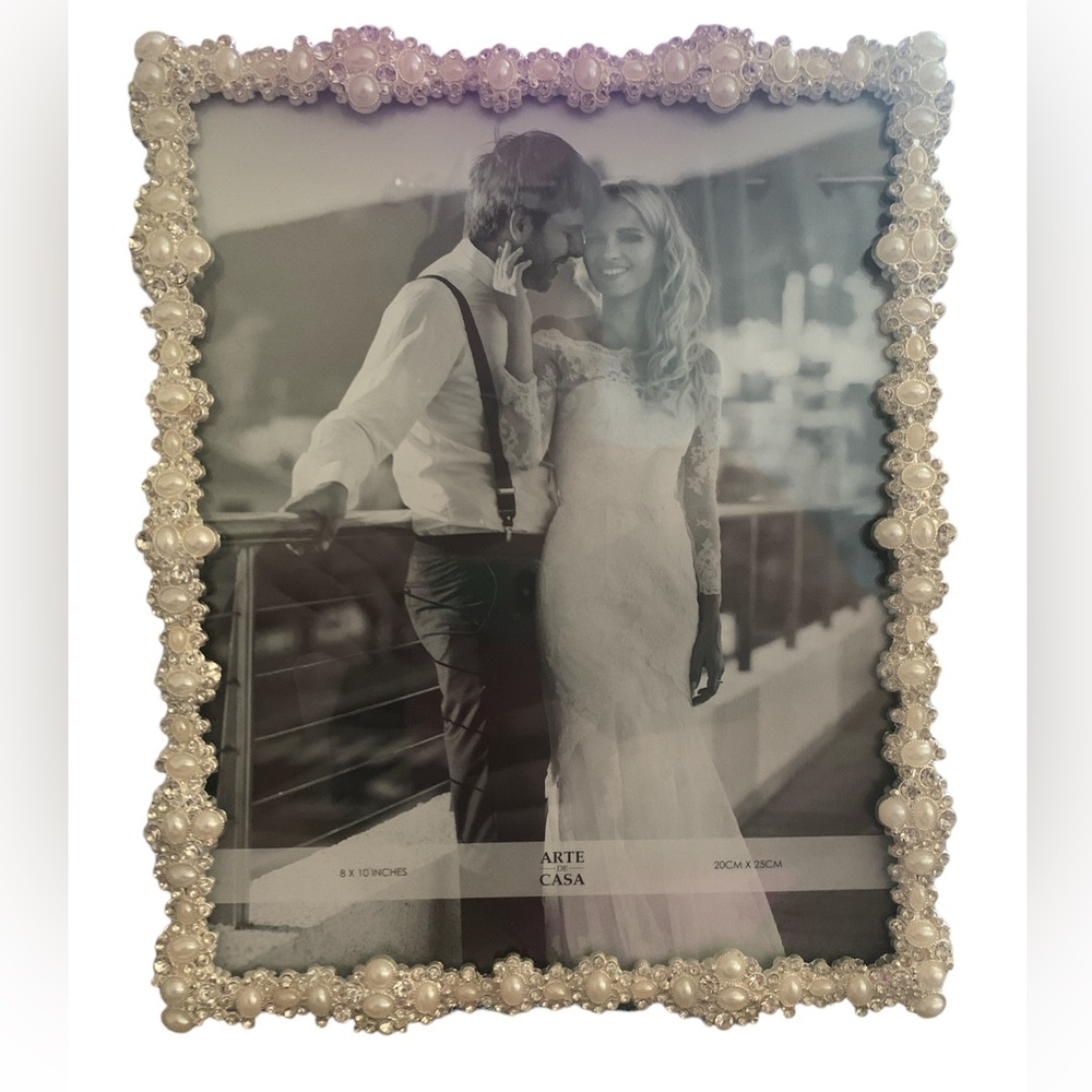New 8x10 wedding frame beautiful pearl and crystal